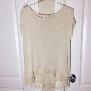 Lace Trim Blouse - Cream